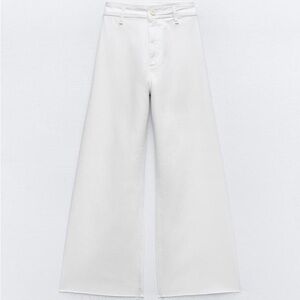 Zara White HIGH WAIST MARINE STRAIGHT POCKET JEANS